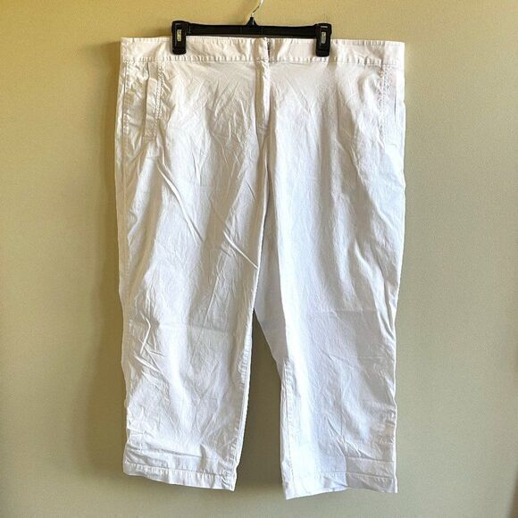 EILEEN FISHER WHITE CROP PANTS BUTTON ANKLE WOMENS PLUS SIZE 2X - Picture 1 of 6